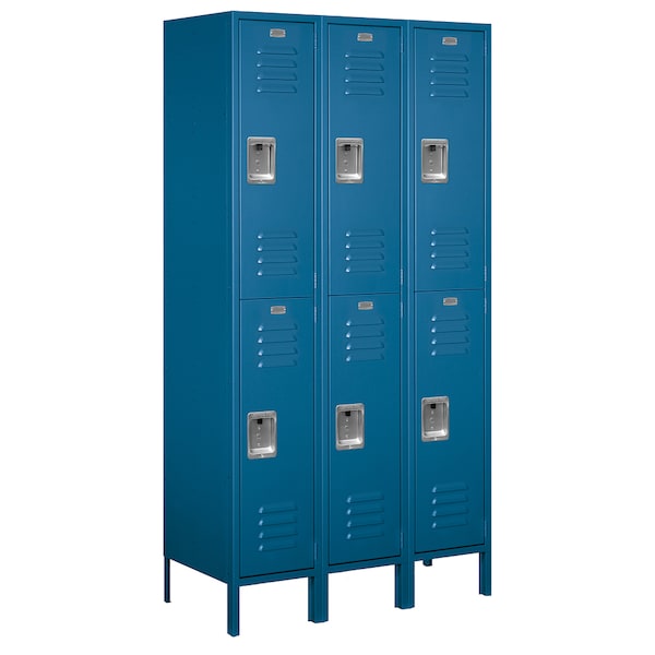 Wardrobe Locker, 45" W, 18" D, 78" H, (3) Wide, (6) Openings, Blue